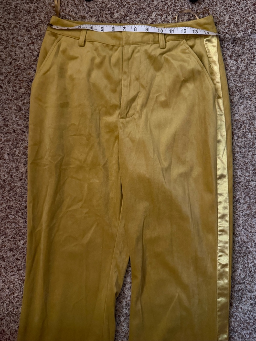 7 For All Mankind Wide Leg Pants in Mustard Yellow - Picture 9 of 10